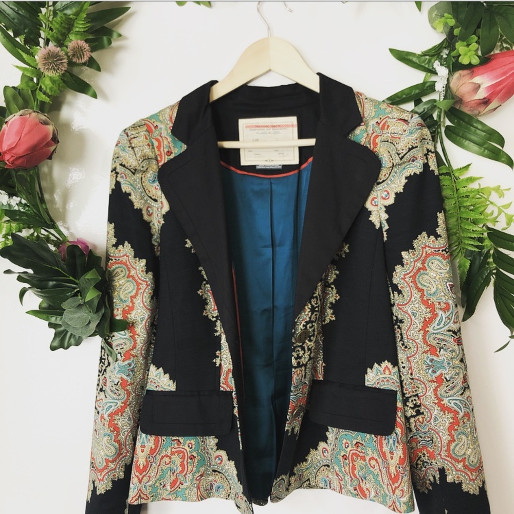 Anthropologie cartonnier paisley blazer plus 14 - Picture 6 of 6